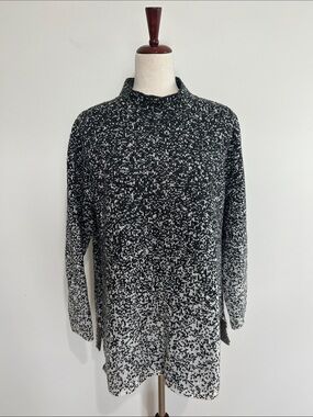 J. Jill Pure Jill Black & White Speckled Tunic Sweater Size Large‎ Petite EUC